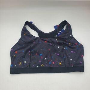 Champion Sports Bra Women 2X Black Paint Splatter Athletic Moderate Support